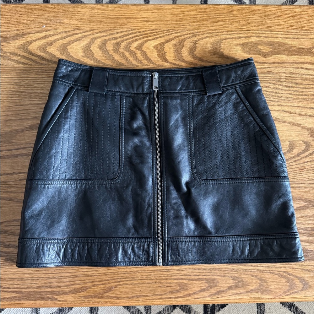 Topshop leather black mini skirt size 10